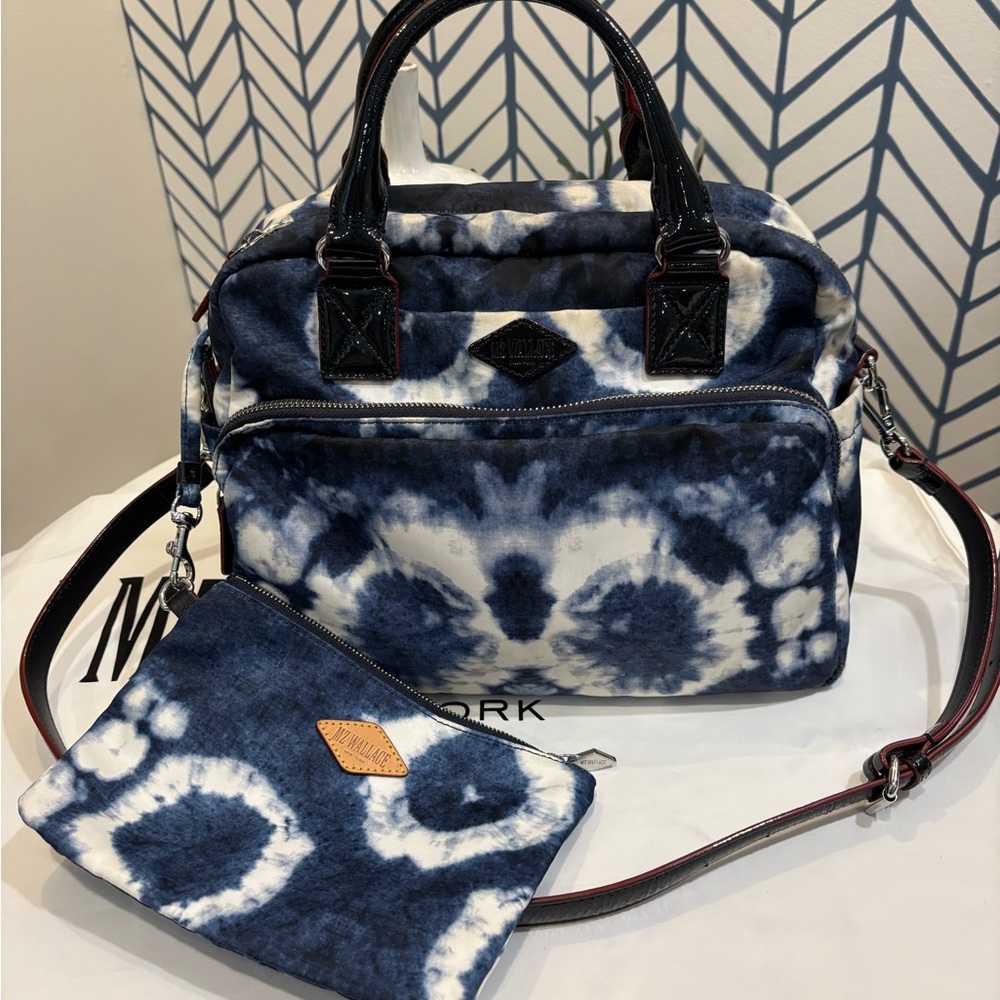 MZ Wallace Blue Tie-Dye Satchel/Crossbody/Handheld bag and Pouch Set w/dust Bag